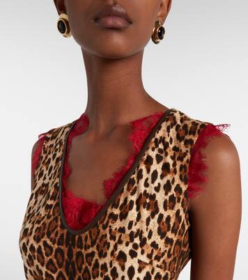 Lace-trimmed leopard-print top | Jacques Wei
