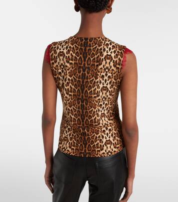 Lace-trimmed leopard-print top | Jacques Wei