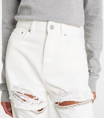 Distressed embellished wide-leg jeans | Area