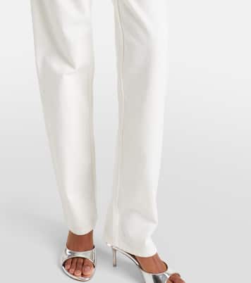 Distressed embellished wide-leg jeans | Area