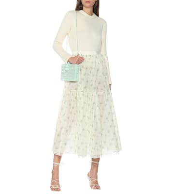 Falda midi Roulette de seda floral | Brock Collection