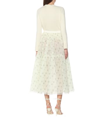 Falda midi Roulette de seda floral | Brock Collection