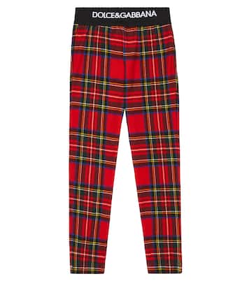 Leggings in misto cotone a quadri | Dolce&Gabbana Kids