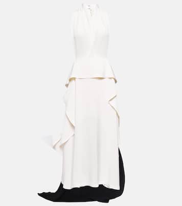 Cutout halterneck satin and crêpe gown | Victoria Beckham