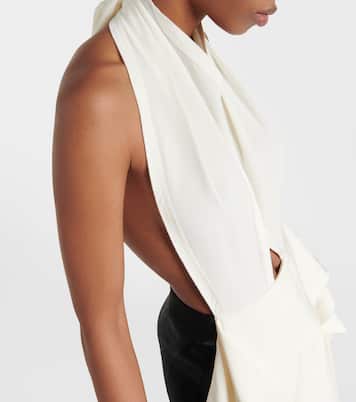 Cutout halterneck satin and crêpe gown | Victoria Beckham