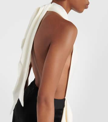 Cutout halterneck satin and crêpe gown | Victoria Beckham