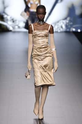 x Kim - Abito midi con ruches | Dolce&Gabbana