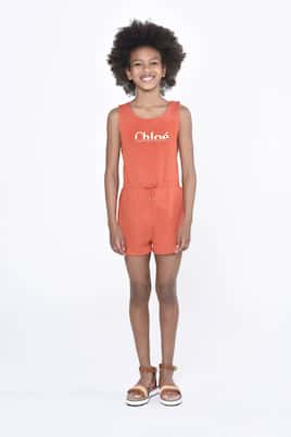 Logo cotton playsuit | Chloé Kids