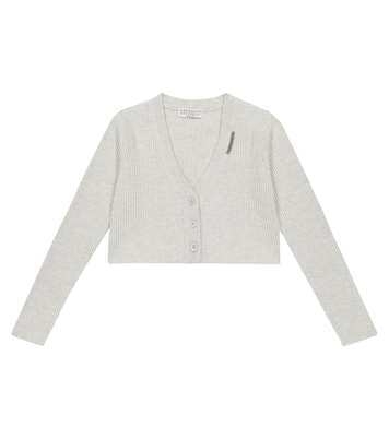 Cardigan raccourci en coton à ornements | Brunello Cucinelli Kids