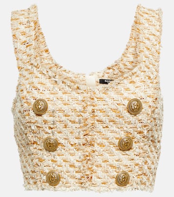 Cropped-Top aus Tweed | Balmain
