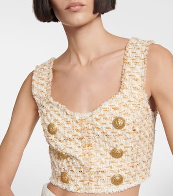 Cropped-Top aus Tweed | Balmain