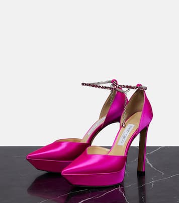 Saeda 125 embellished satin platform pumps | Jimmy Choo