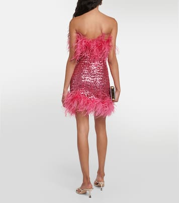Feather-trimmed sequined minidress | Oséree
