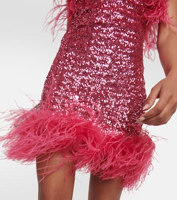 Feather-trimmed sequined minidress | Oséree