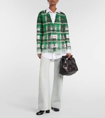 Distressed intarsia mohair-blend cardigan | Maison Margiela