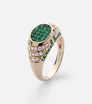 Bague Lady Emerald en or 14 ct, émeraudes et diamants | Rainbow K