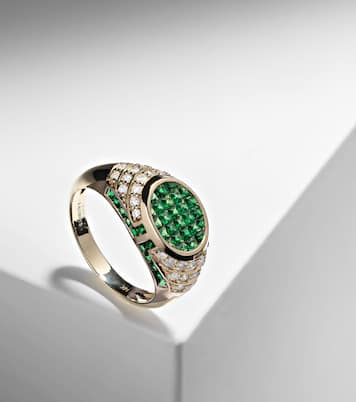 Bague Lady Emerald en or 14 ct, émeraudes et diamants | Rainbow K