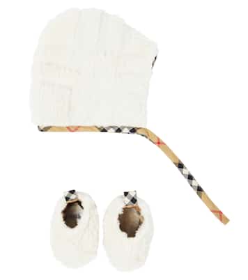 Baby - Set di cuffia e slippers in pile | Burberry Kids