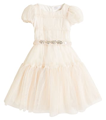 Abito in tulle con volant e cristalli | Monnalisa