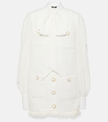 Bow-detail cotton-blend tweed minidress | Balmain