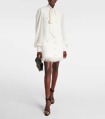Bow-detail cotton-blend tweed minidress | Balmain
