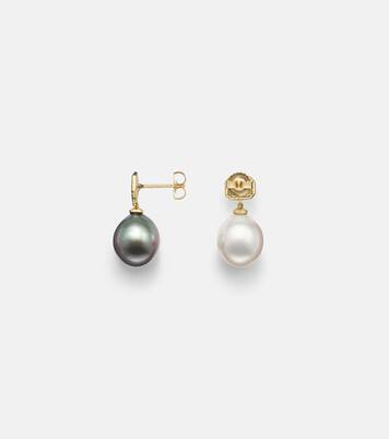 18kt yellow gold (750/1000) earrings with diamonds and pearls | Octavia Elizabeth