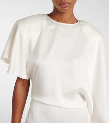 Abito midi asimmetrico in crêpe e raso | Stella McCartney