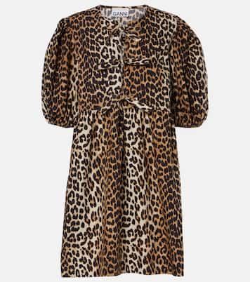 Leopard-print cotton minidress | Ganni