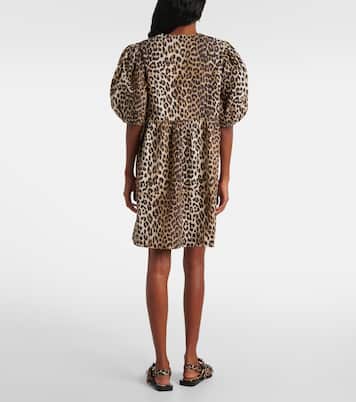Leopard-print cotton minidress | Ganni