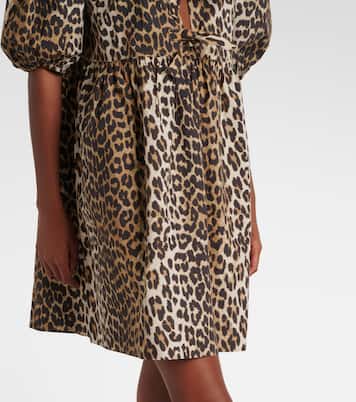 Leopard-print cotton minidress | Ganni