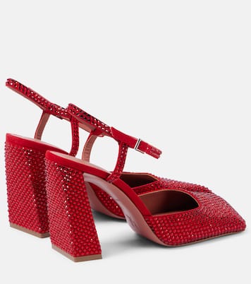 Escarpins Charlotte Crystal 95 en daim | Amina Muaddi