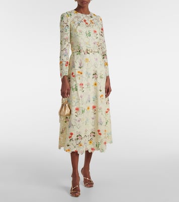 Vestido midi de encaje floral | Monique Lhuillier