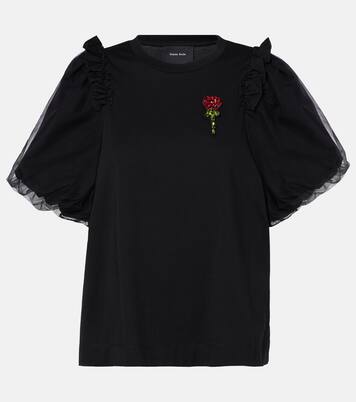 Embellished tulle and jersey top | Simone Rocha