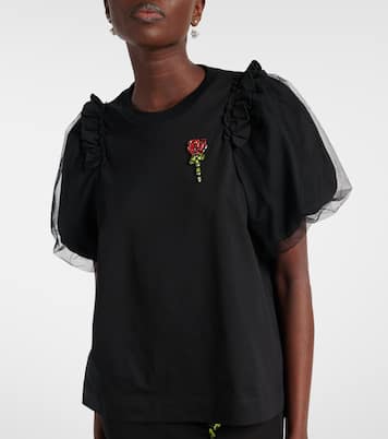 Embellished tulle and jersey top | Simone Rocha