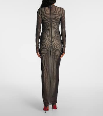 Abito lungo Spiral in mesh con stampa | Jean Paul Gaultier