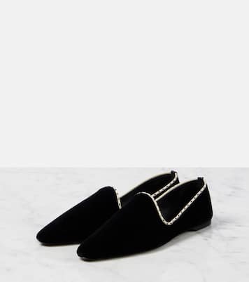 Slippers in velluto con pelle | Toteme