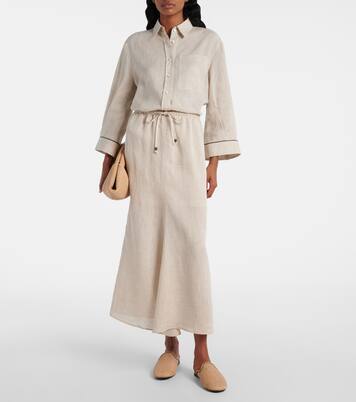 Maxirock Monili aus Leinen | Brunello Cucinelli