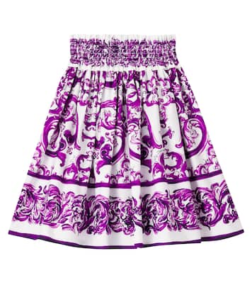 تنورة من القطن البوبلين بطبعات Majolica | Dolce&Gabbana Kids