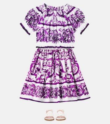 Majolica printed cotton poplin skirt | Dolce&Gabbana Kids