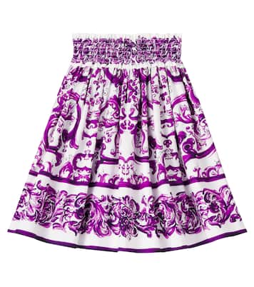 تنورة من القطن البوبلين بطبعات Majolica | Dolce&Gabbana Kids