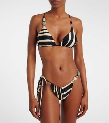 Top de bikini a rayas adornado | SIR