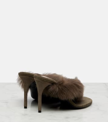 Boudoir shearling-trimmed thong sandals | Alaïa