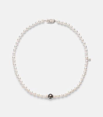 18kt gold necklace with pearls and diamonds | Mikimoto