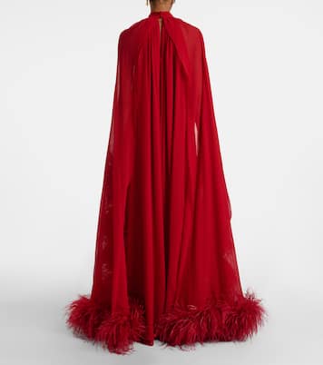 Eterea feather-trimmed silk crêpe gown | Taller Marmo