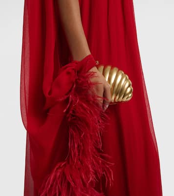Eterea feather-trimmed silk crêpe gown | Taller Marmo