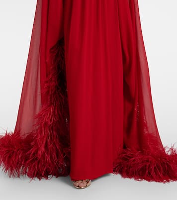 Eterea feather-trimmed silk crêpe gown | Taller Marmo