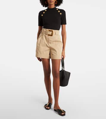 شورت من القطن الغبردين بحزام | Balmain