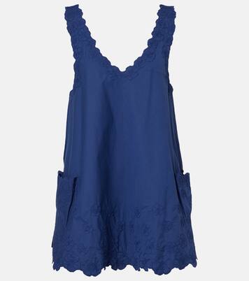 Floral embroidered cotton poplin minidress | Juliet Dunn
