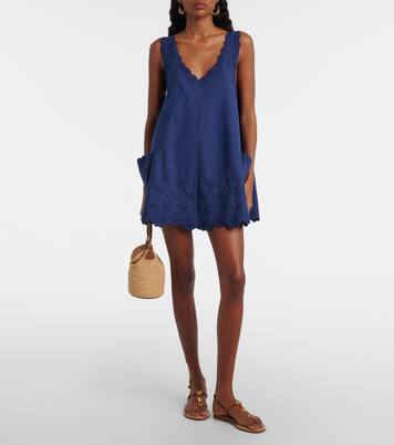 Floral embroidered cotton poplin minidress | Juliet Dunn