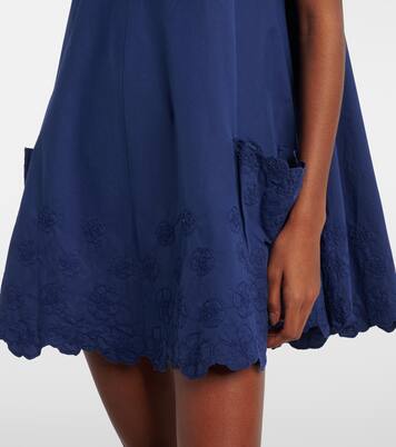 Floral embroidered cotton poplin minidress | Juliet Dunn